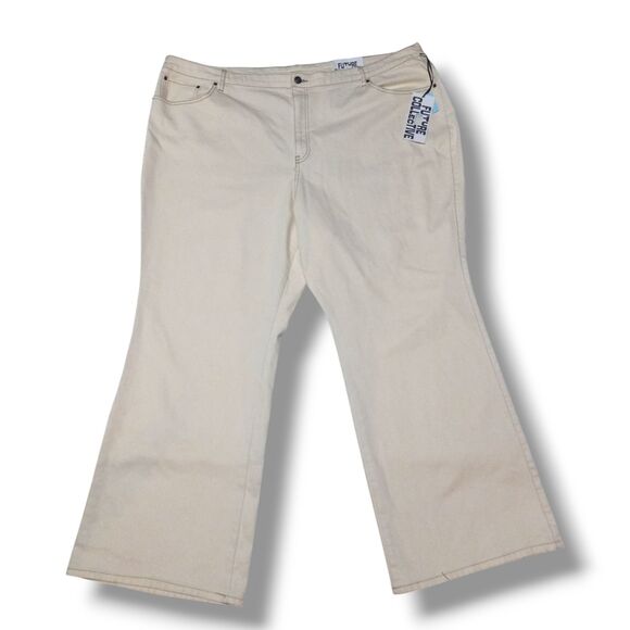 Future Collective with Gabriella High Rise Flare Denim Pants-Size 24-Cream-NEW - Picture 2 of 10